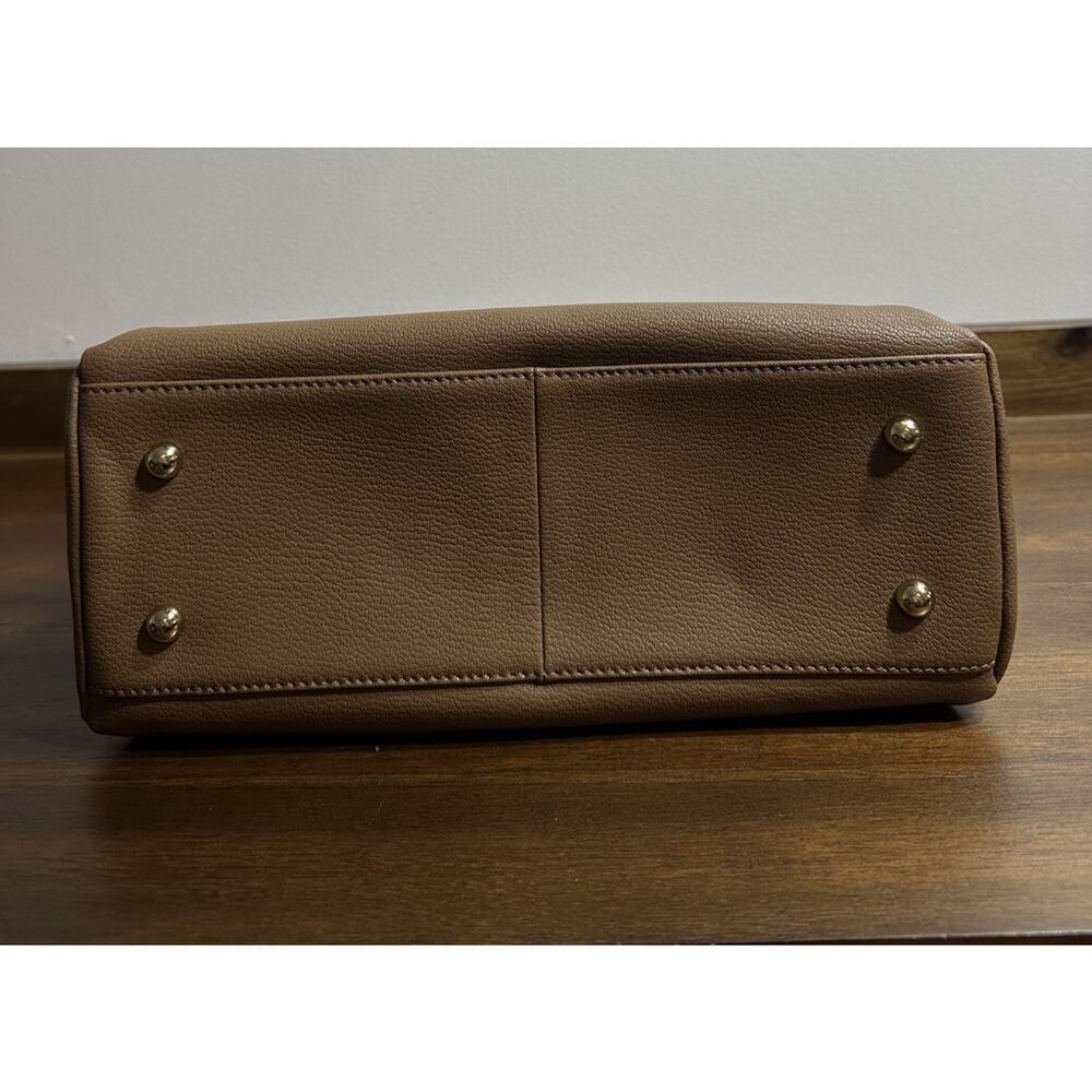 ORA DELPHINE SATCHEL PEBBLE LEATHER CAMEL TAN 12" X 7" SMALL Bag CLASSIC LUXURY - Picture 6 of 16